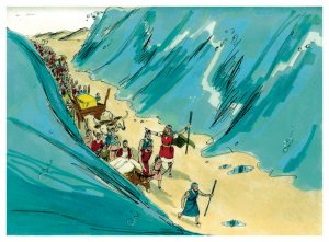 Drawing of Israelites crossing the Red Sea